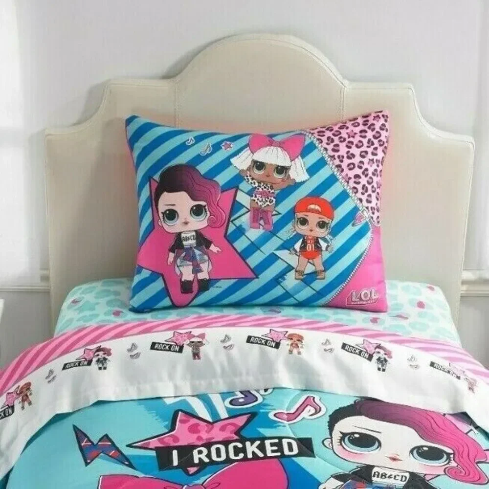 LOL Surprise Kids Bedding Reversible Comforter Sham Set Children Pink Blue Gift